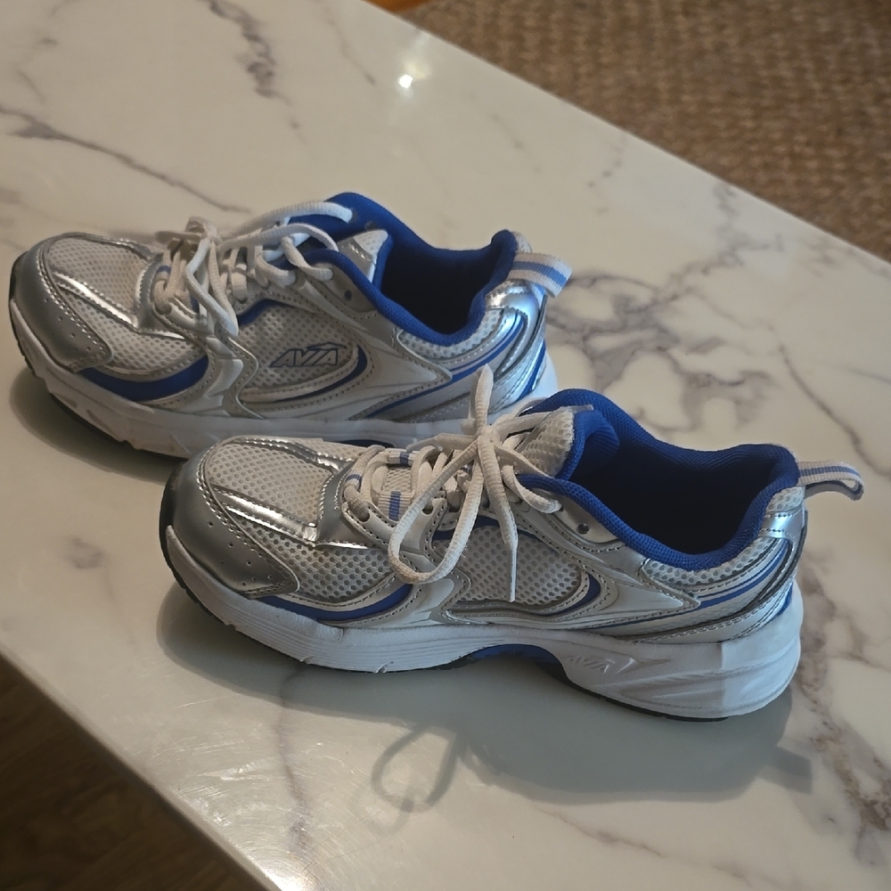 Kids Silver and Blue Sneakers